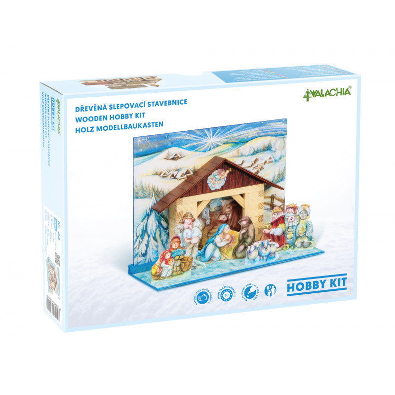 Set constructie arhitectura Ieslea din Betleem, 68 piese din lemn, Walachia